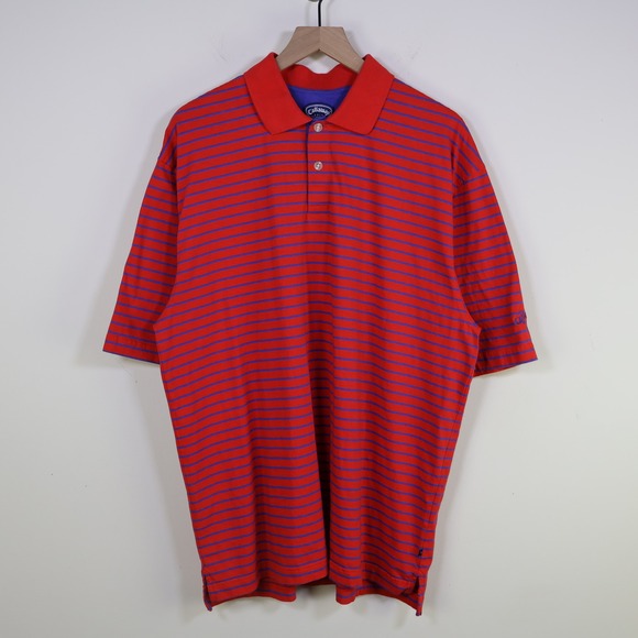 Callaway Golf Other - Callaway Golf Sport Polo Shirt Large Striped Red Blue Cotton